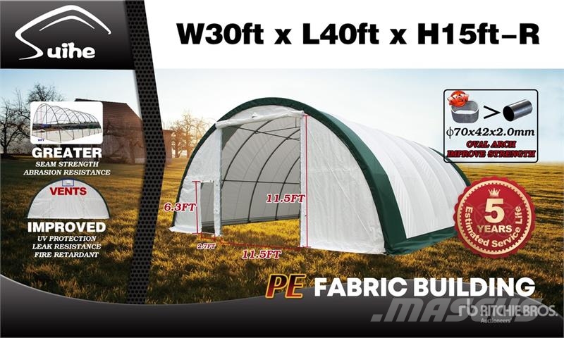 Suihe S304015R-300gPE 30 ft x 40 ft x 15 ft Storage Buil Edificación de acero