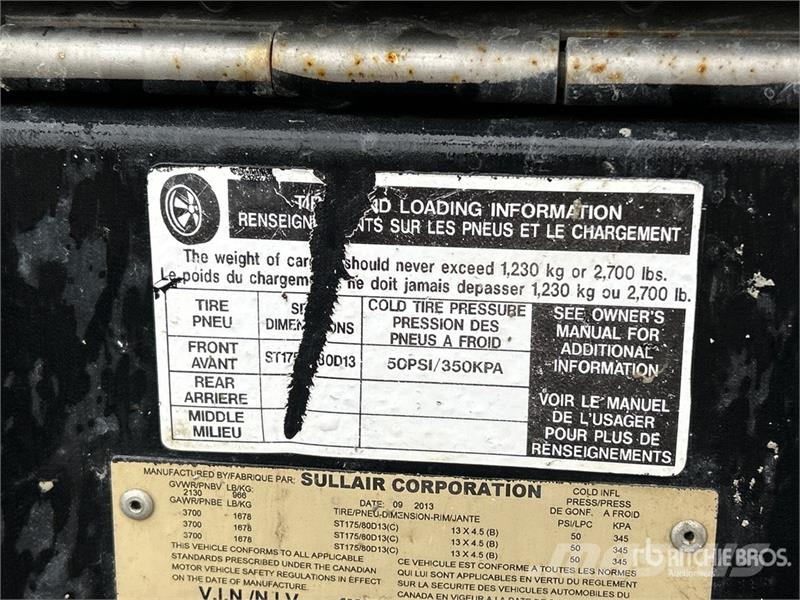 Sullair 185DPQ JD2 185 cfm Mobile Air Compressor (Inoperab Kompressorer
