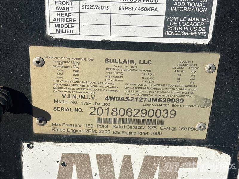 Sullair 375H JD3 LRC 375 cfm Mobile Air Compressor Kompresorji