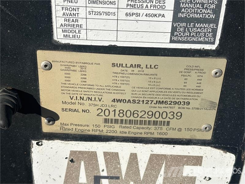 Sullair 375H JD3 LRC 375 cfm Mobile Air Compressor Kompresorji