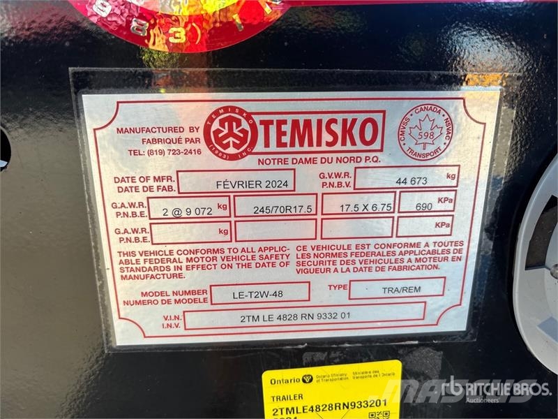 Temisko LE-T2W-48 T/A 48 ft Extendable Removable G Low loaders