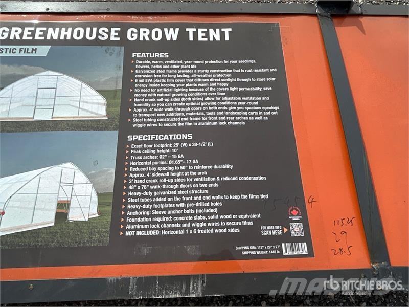 TMG GH2540 Tunnel Grow Tent Greenhouse (Unused) Muud osad