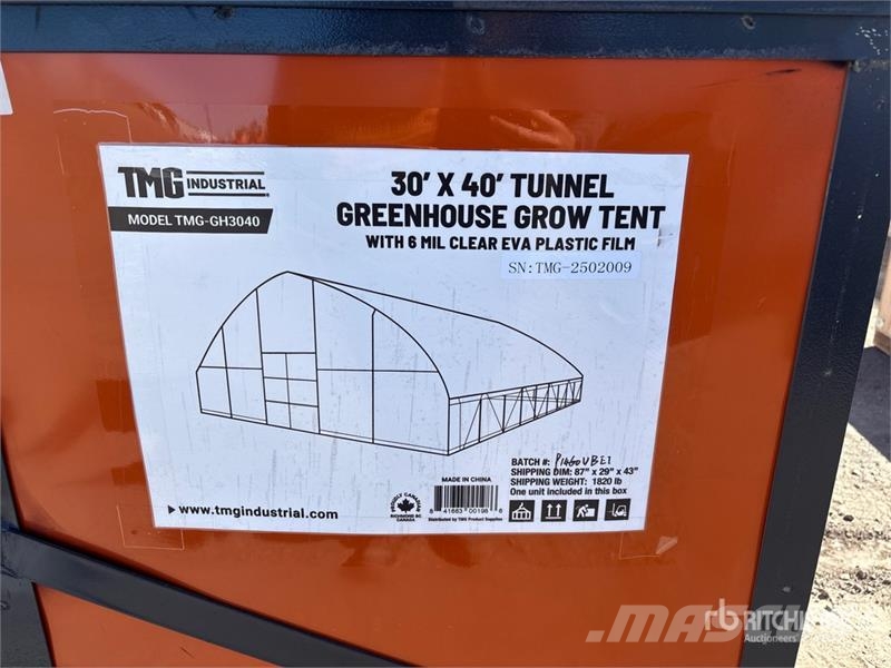 TMG GH3040 30 ft x 40 ft Greenhouse (Unused) Andre komponenter
