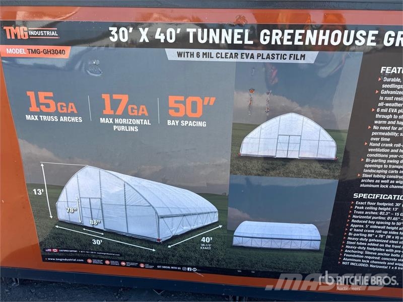 TMG GH3040 30 ft x 40 ft Greenhouse (Unused) Andre komponenter