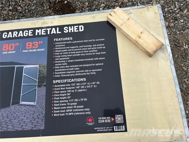 TMG MS1320A 13 ft x 20 ft Metal Shed (Unused) 鋼架建築