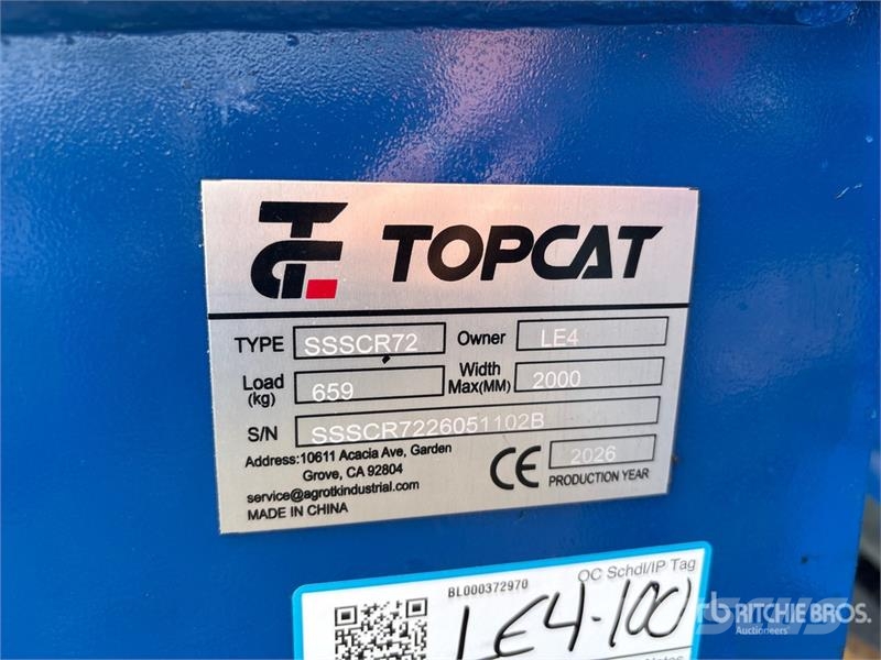 Top Cat Cat SSSCR72 72 in Skid Steer Power Rake (U Rakes and tedders