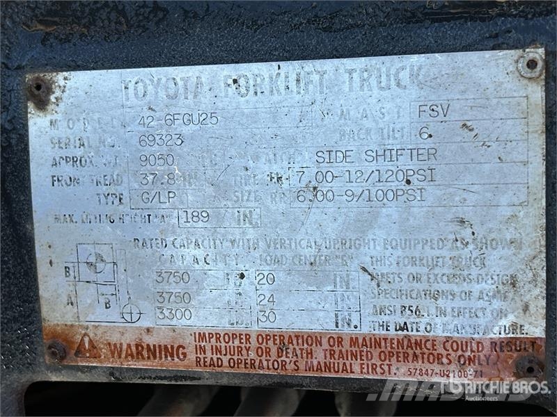 Toyota 42-6FGU25 3750 lb Forklift Kahveltõstukid - muud