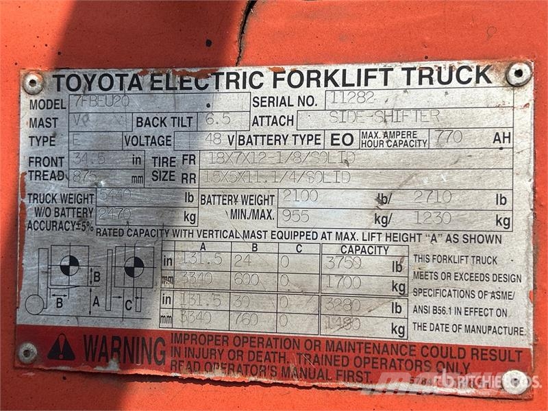 Toyota 7FBEU20 Ηλεκτρικά περονοφόρα ανυψωτικά κλαρκ