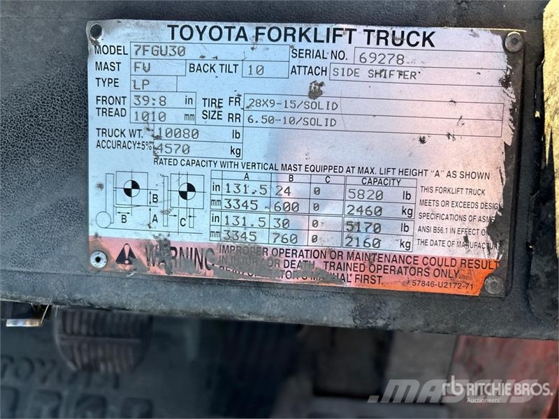 Toyota 7FGU30 5460 lb Forklift شاحنات ذات رافعات شوكية - أخرى