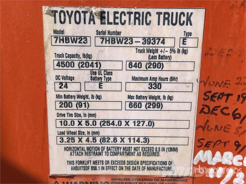 Toyota 7HBW23 Transpallet elettrici a timone