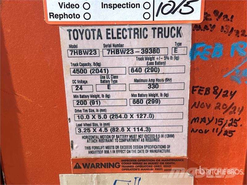Toyota 7HBW23 Transpallet elettrici a timone