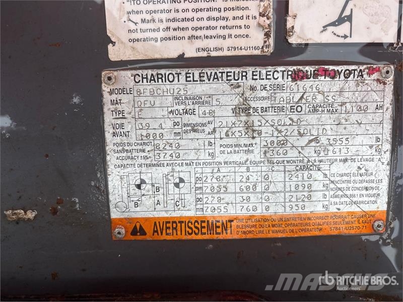 Toyota 8FBCHU25 2410 lb Electric Forklift Elektrostapler