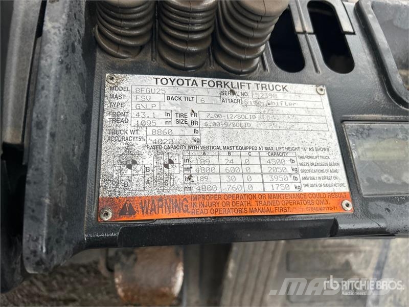 Toyota 8FGU25 4500 lb Forklift Targoncák-Egyéb