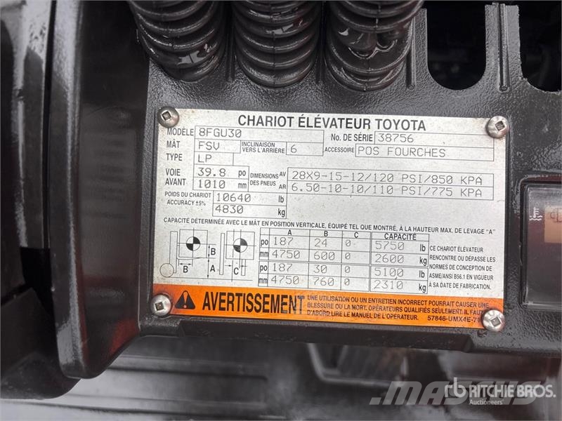 Toyota 8FGU30 5750 lb Forklift Autres Chariots élévateurs