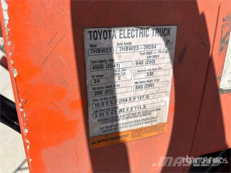 Toyota of (6) Toyota 4500 lb Electric Pallet Jack (Inoper Kahvelkäru