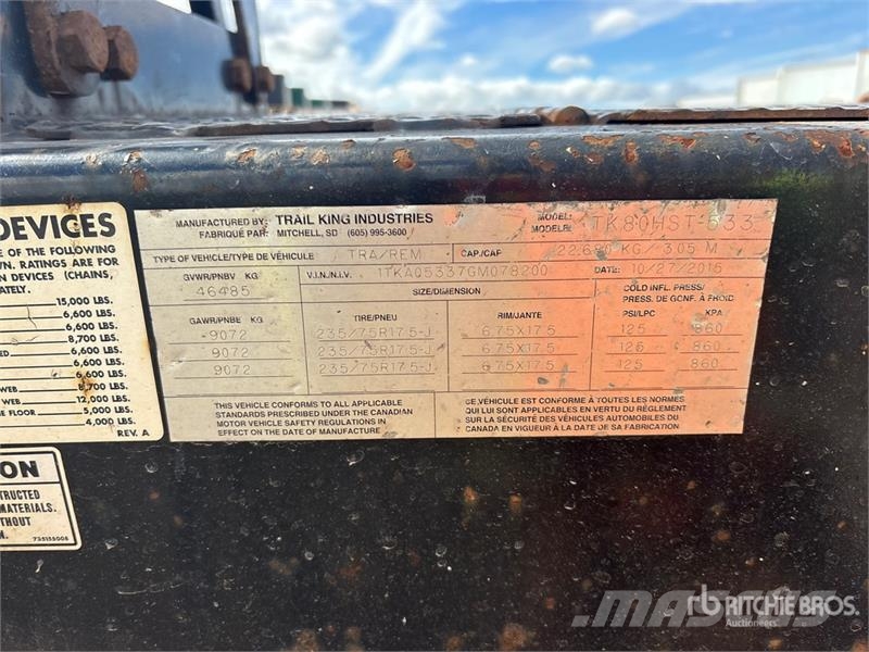 Trail King 53 ft Tri/A Hydraulic Tail Trailer Dieplader