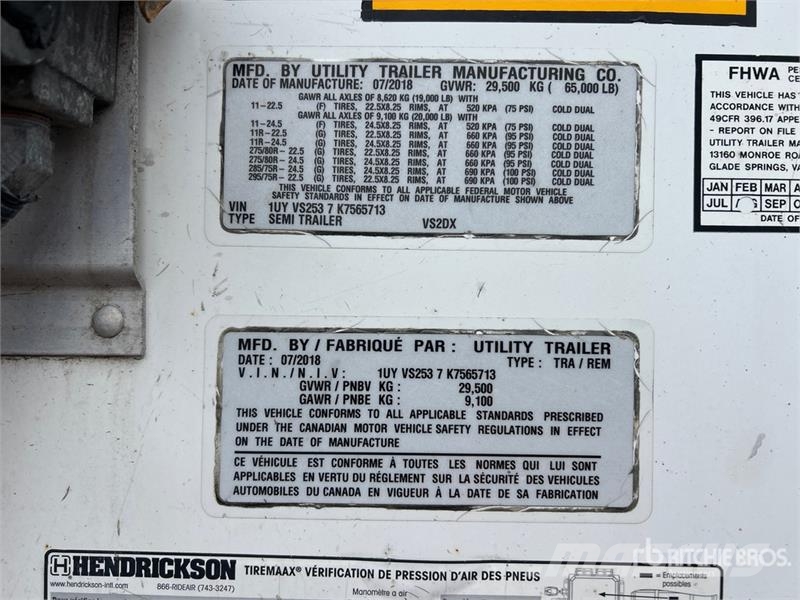 Utility 53 ft x 102 in T/A Van Trailer مقطورات ذات هيكل صندوقي