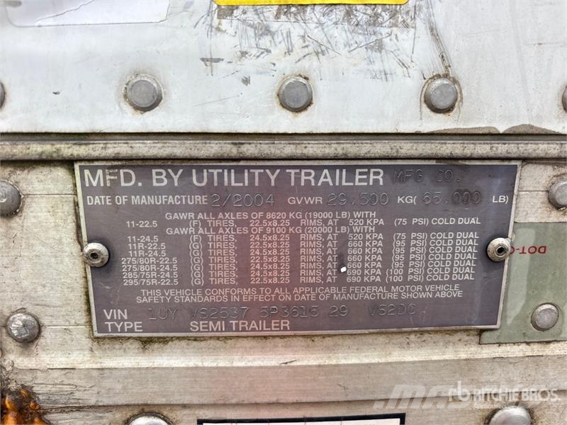Utility 53 ft x 102 in T/A Van Trailer Rimorchi cassonati