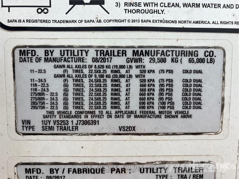 Utility 53 ft x 102 in T/A Van Trailer مقطورات ذات هيكل صندوقي