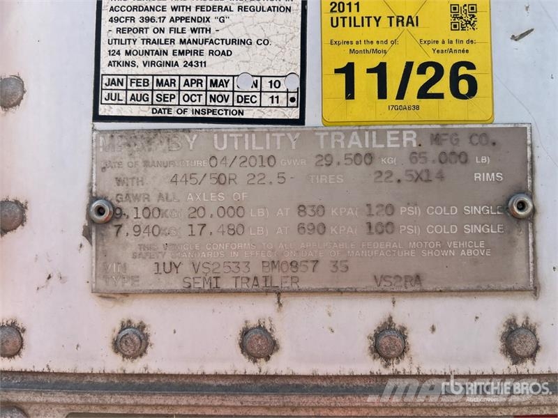Utility 53 ft x 102 in T/A Refrigerated Trailer نصف مقطورات بدرجة حرارة قابلة للضبط
