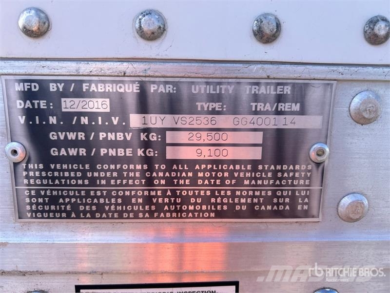 Utility 53 ft x 102 in T/A Van Trailer مقطورات ذات هيكل صندوقي