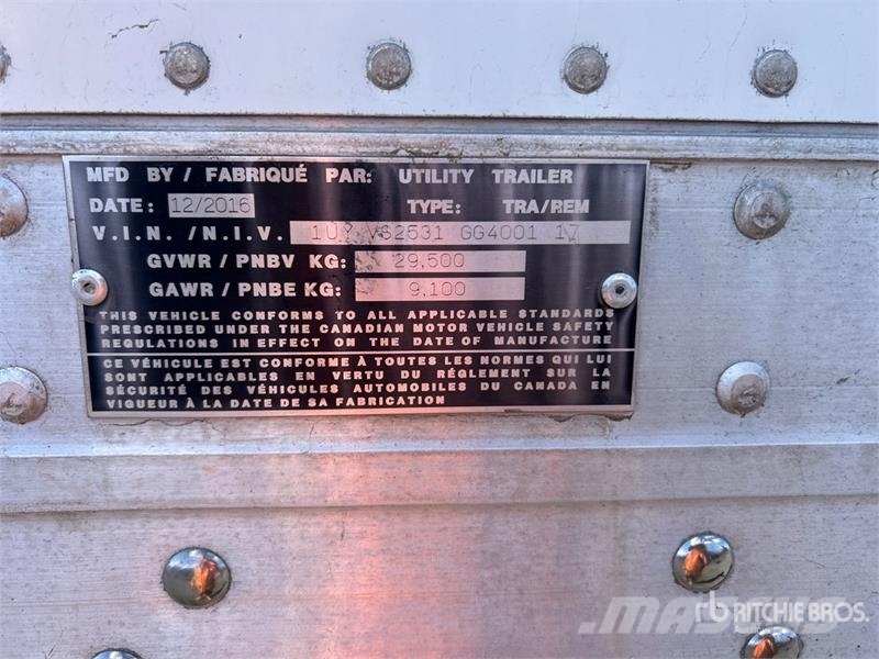 Utility 53 ft x 102 in T/A Van Trailer مقطورات ذات هيكل صندوقي