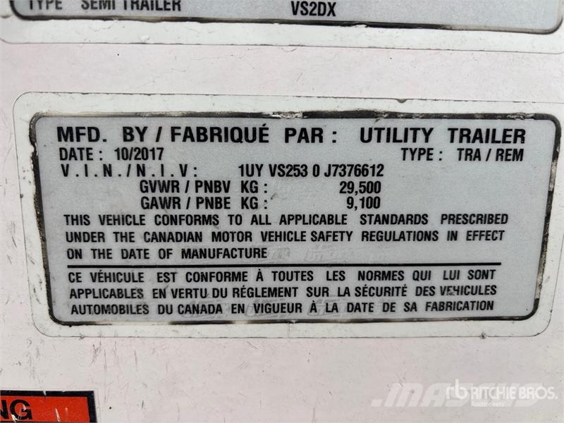 Utility 53 ft x 102 in T/A Van Trailer Sanduk prikolice