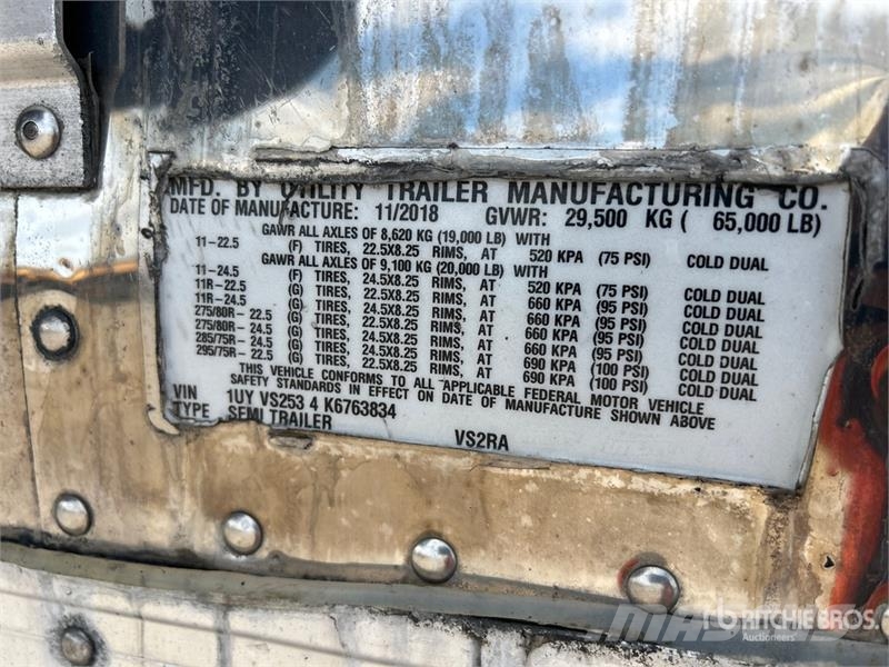 Utility 53 ft x 102 in T/A Refrigerated Trailer نصف مقطورات بدرجة حرارة قابلة للضبط