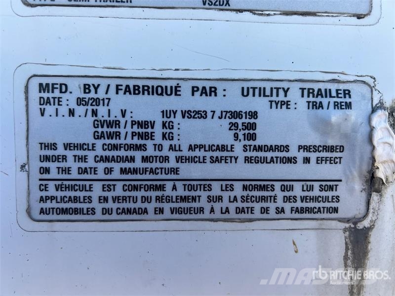 Utility 53 ft x 102 in T/A Van Trailer Прицепы-фургоны