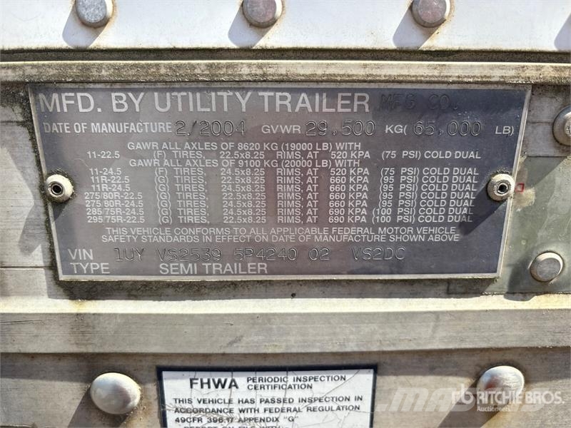 Utility 53 ft x 102 in T/A Van Trailer مقطورات ذات هيكل صندوقي
