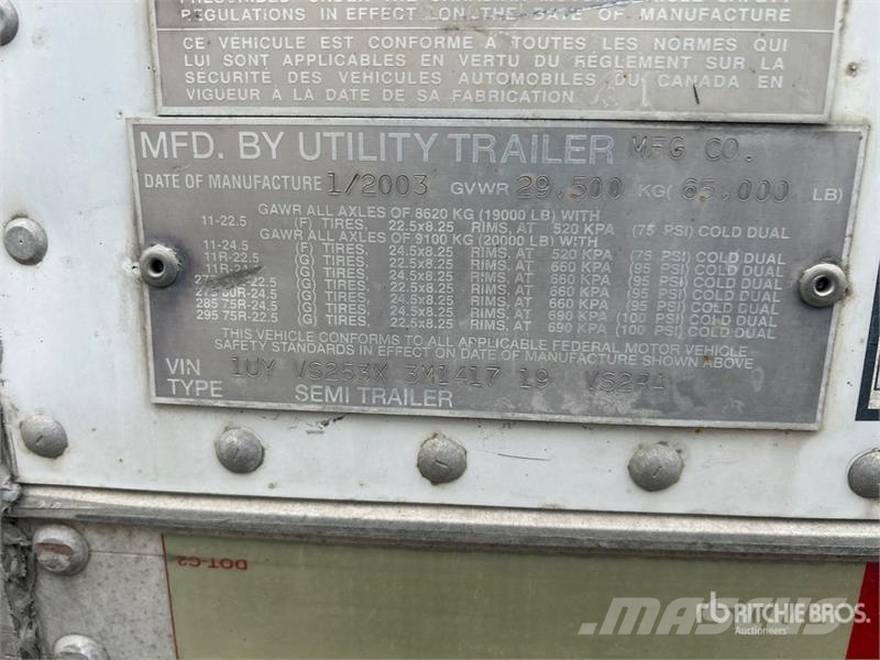 Utility VS2RA 53 ft T/A Refrigerated Trailer Piekabes ar temperatūras kontroli