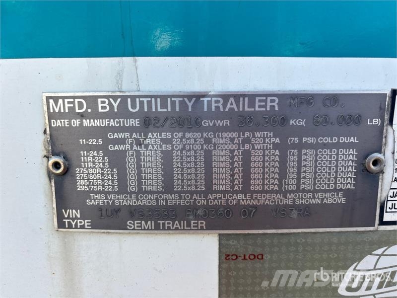 Utility VS3RA 53 ft x 102 in Tri/A Refrigerated Trailer 保温半挂车