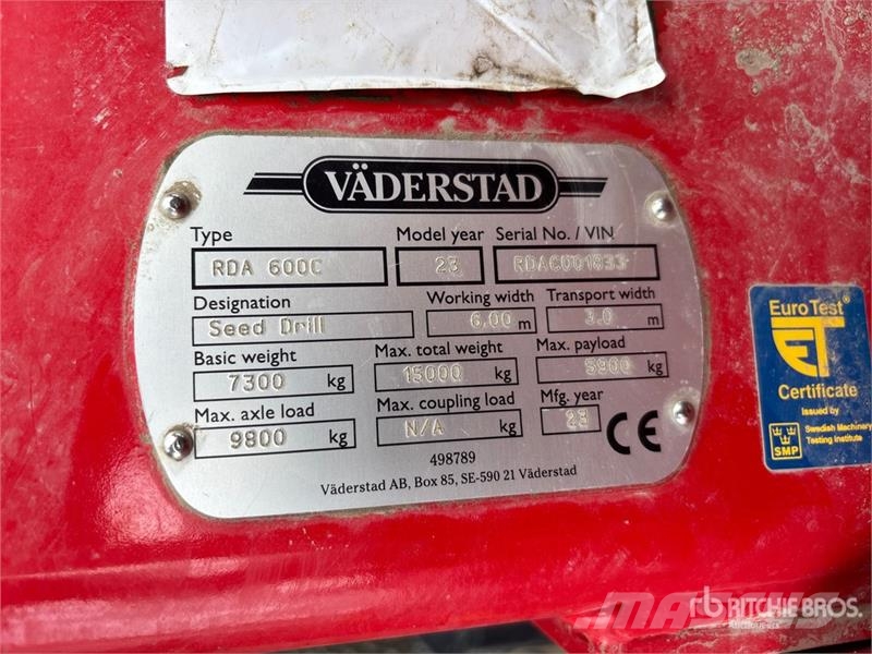 Väderstad Rapid A 600C Seed Drill Külvikud