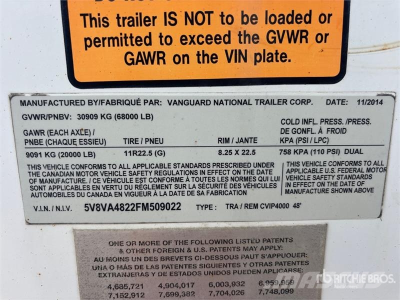 Vanguard 48 ft x 102 in T/A Van Trailer Gesloten opbouw trailers