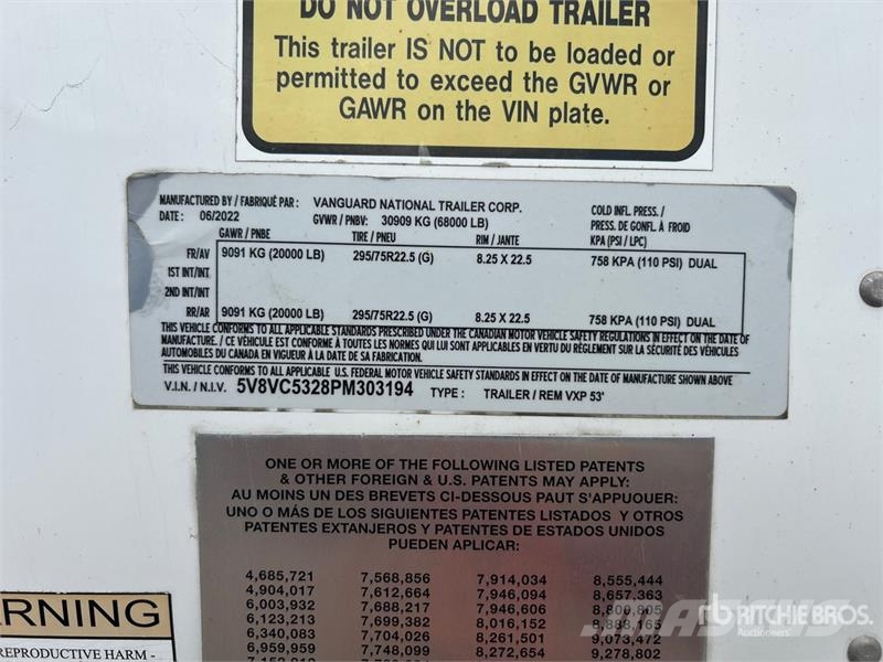 Vanguard 53 ft x 102 in T/A Van Trailer Anhänger-Kastenaufbau
