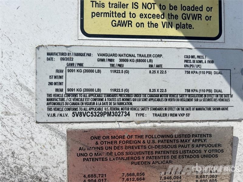 Vanguard 53 ft x 102 in T/A Van Trailer Box body trailers