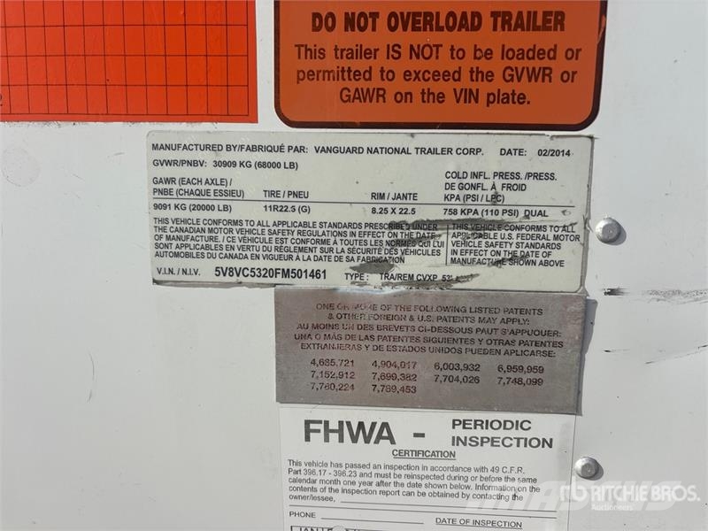Vanguard 53 ft x 102 in T/A Van Trailer Fast kasse