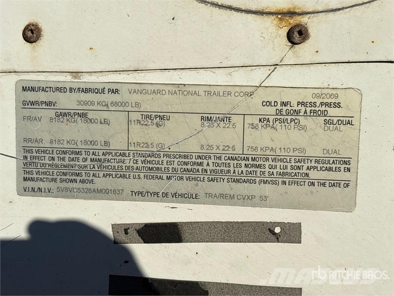 Vanguard 53 ft x 102 in T/A Van Trailer مقطورات ذات هيكل صندوقي