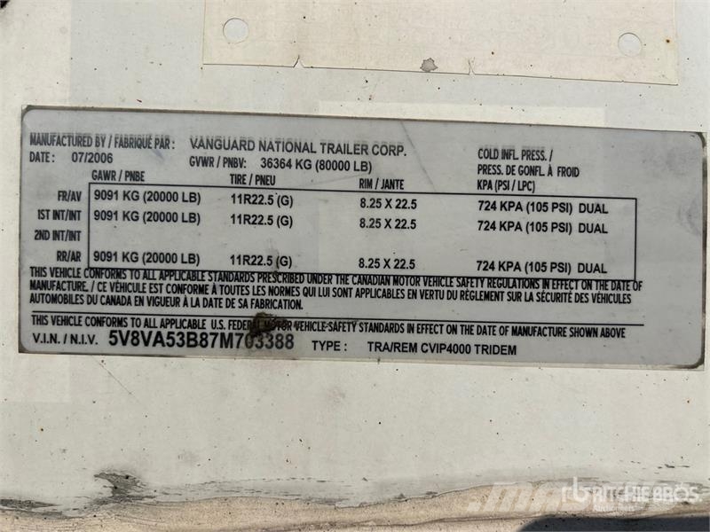 Vanguard CVI 53 ft x 102 in Tri/A Van Trailer Anhänger-Kastenaufbau