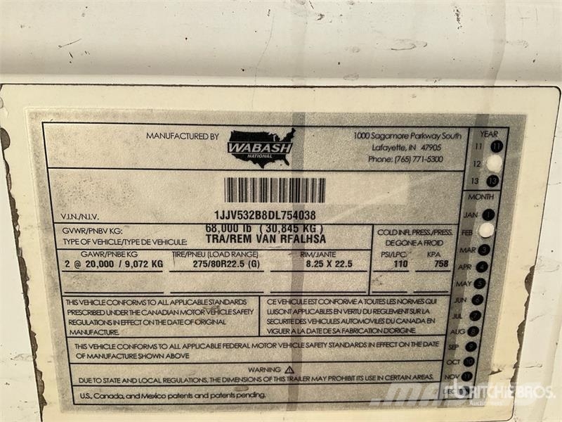 Wabash 53 ft T/A Refrigerated Trailer Semi-trailer med Kølefunktion