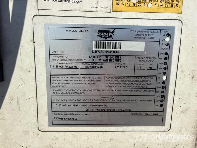 Wabash 53 ft x 102 in T/A Van Trailer Furgoonhaagised