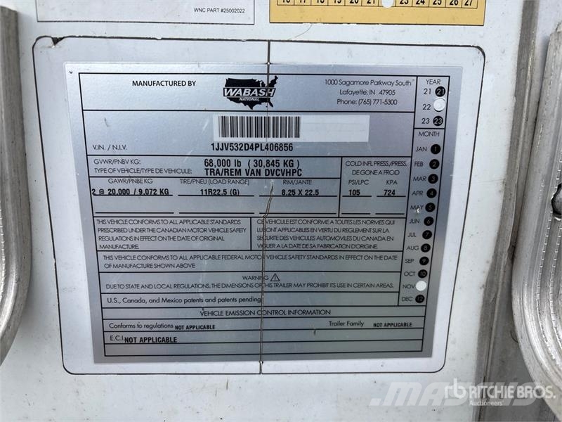 Wabash 53 ft x 102 in T/A Van Trailer Dengtos priekabos