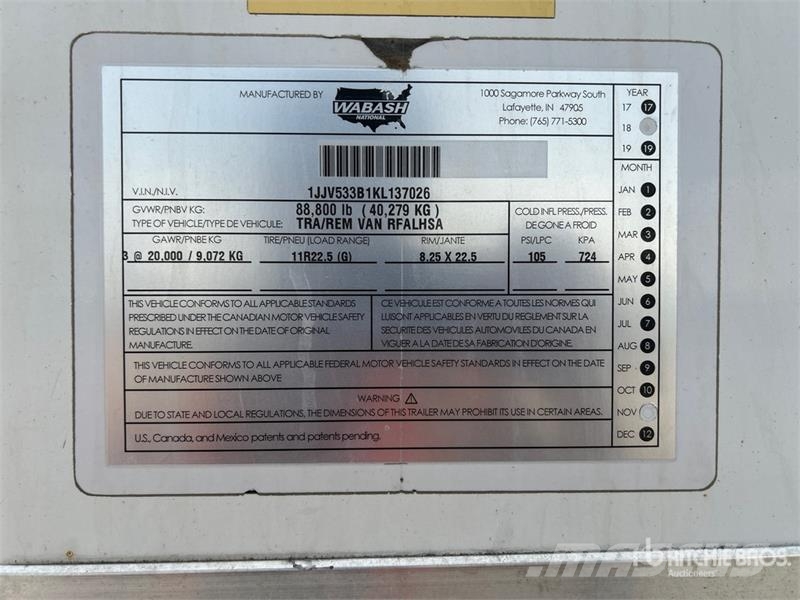 Wabash 53 ft x 102 in Tri/A Refrigerated Trailer Kühlauflieger