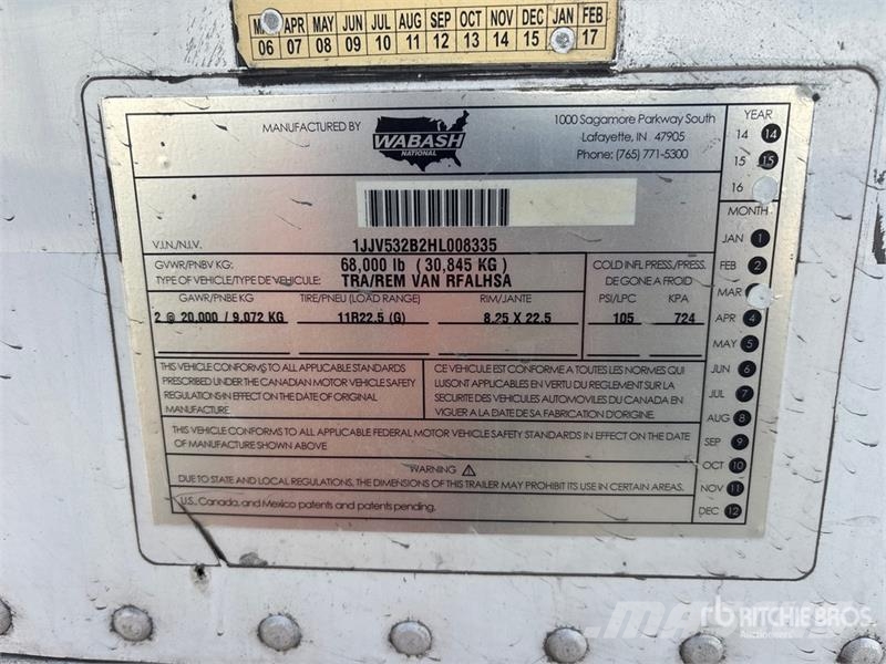 Wabash 53 ft x 102 in T/A Refrigerated Trailer Frysetrailer Semi