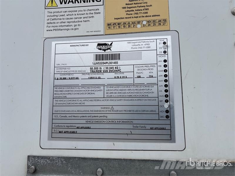 Wabash 53 ft x 102 in T/A Van Trailer Прицепы-фургоны