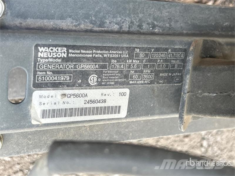 Wacker GP5600A 5.6 kW Portable Generator Set Andere Generatoren