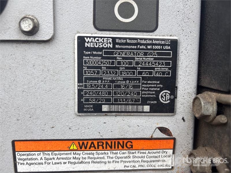 Wacker Neuson G-25 Mobile Generator Set Diesel Generators