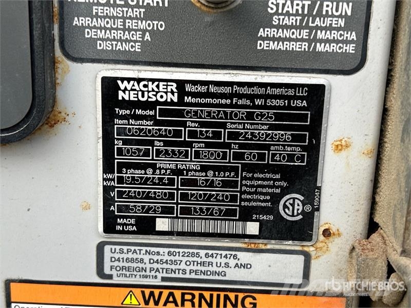 Wacker Neuson G25 19.5 kW Mobile Generator Set Diesel Generators