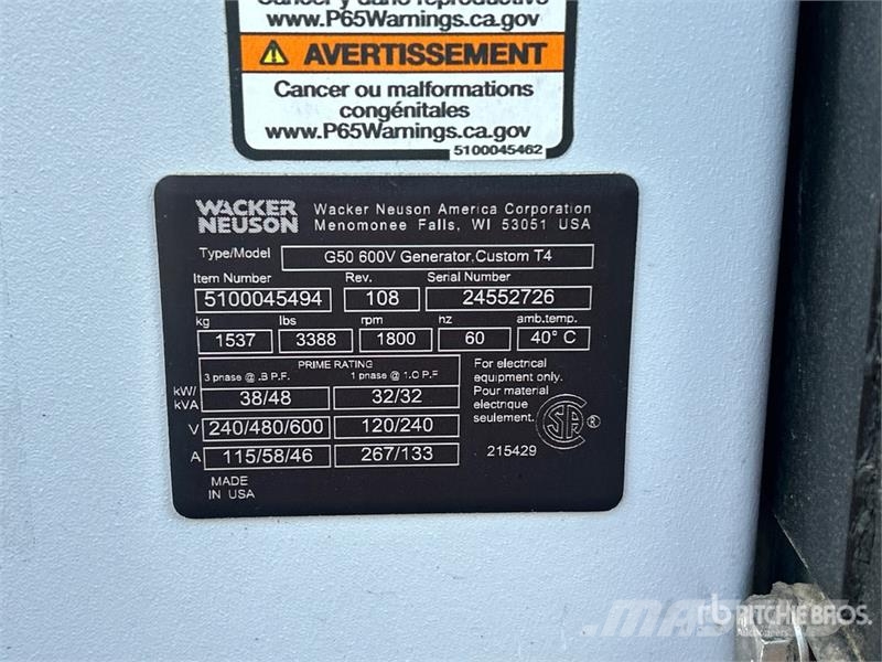 Wacker Neuson G50, 38 KW 48 KVA Mobile 38 kW Generator Set Dīzeļģeneratori