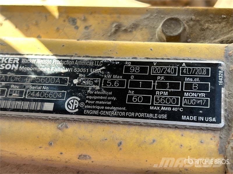 Wacker Neuson GP5600A 5.6 kW Portable Generator Set مولدات أخرى
